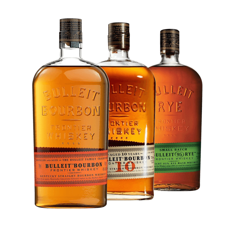 Bulleit Bourbon 10 Year Old & Bulleit Bourbon & Bulleit Rye Whiskey 3x70cl