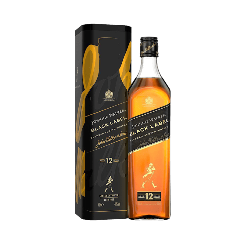 Johnnie Walker Black Label Blended Scotch Whisky 70cl with Gift Tin whisky