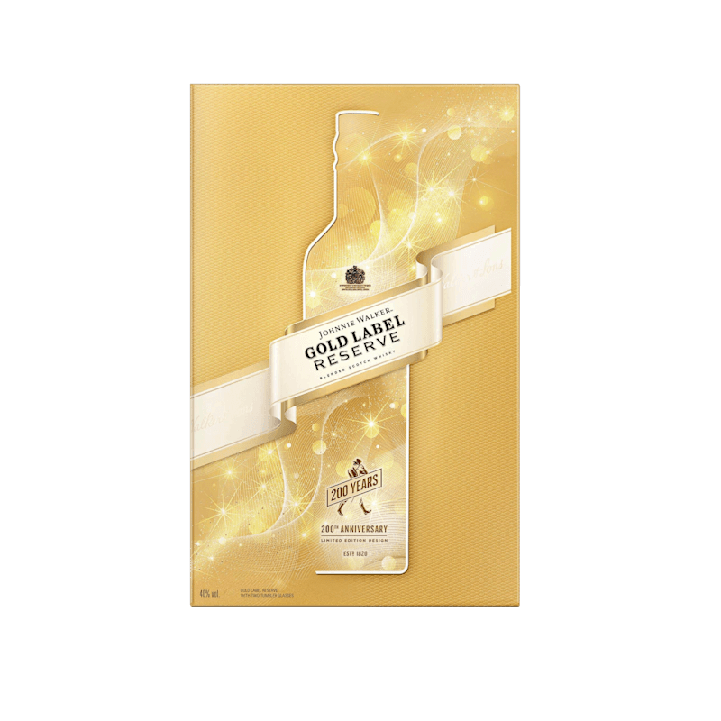 Johnnie Walker Gold Label Reserve Blended Scotch Whisky Gift pack with 2 Glasses, 70cl