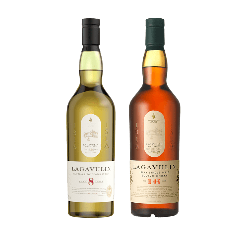 Lagavulin 8 Year Old & Lagavulin 16 Year Old Islay Single Malt Scotch Whisky 2x70cl